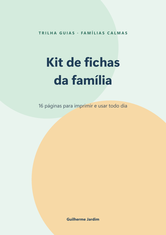 Capa do Kit de fichas da família, em verde e laranja claros